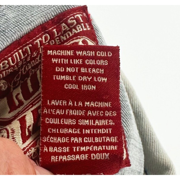 Lucky Brand Legend Denim Patchwork Button Up Shirt XS Western Boho Cottage Farm - Picture 6 of 8